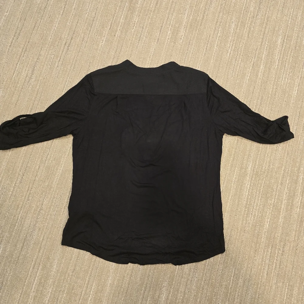 Calvin Klein Black Short Sleeve Blouse, Size L - Picture 6 of 9